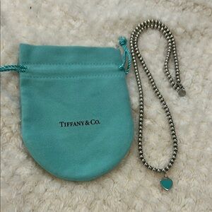 Tiffany & Co. Silver Bead Necklace with Heart Pendant